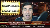 Detroit Pistons vs. Washington Wizards Free Pick Prediction NBA Pro Basketball Odds Preview 2-22-2015