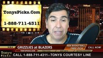Portland Trailblazers vs. Memphis Grizzlies Free Pick Prediction NBA Pro Basketball Odds Preview 2-22-2015