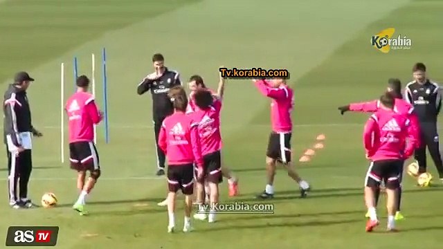 سقوط كوميدي لـ جاريث بيل في التمرين