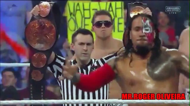 Royal Rumble 2015 - The Usos vs The Miz and Damien Mizdow - Tag Team Title Match - [Highlights] HD