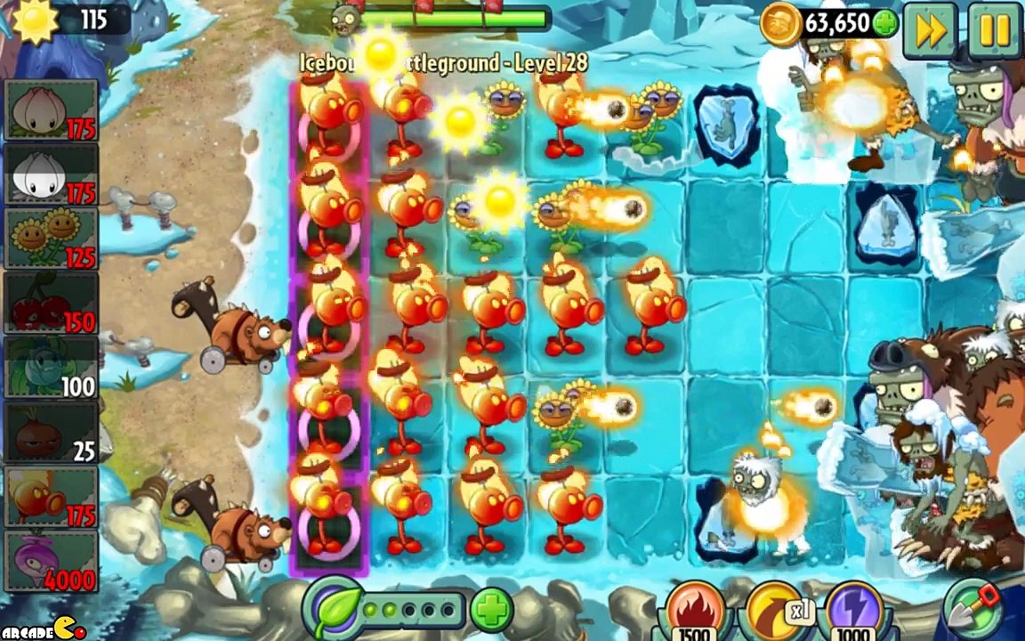 Plants vs Zombies 2  Frostbite Cave Part 2 Icebound Battleground Gargantuars Wave!