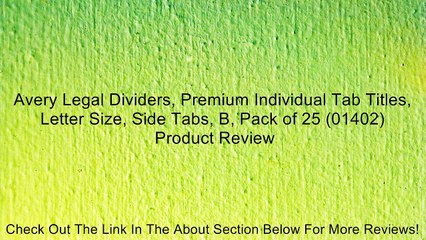 Avery Legal Dividers, Premium Individual Tab Titles, Letter Size, Side Tabs, B, Pack of 25 (01402) Review