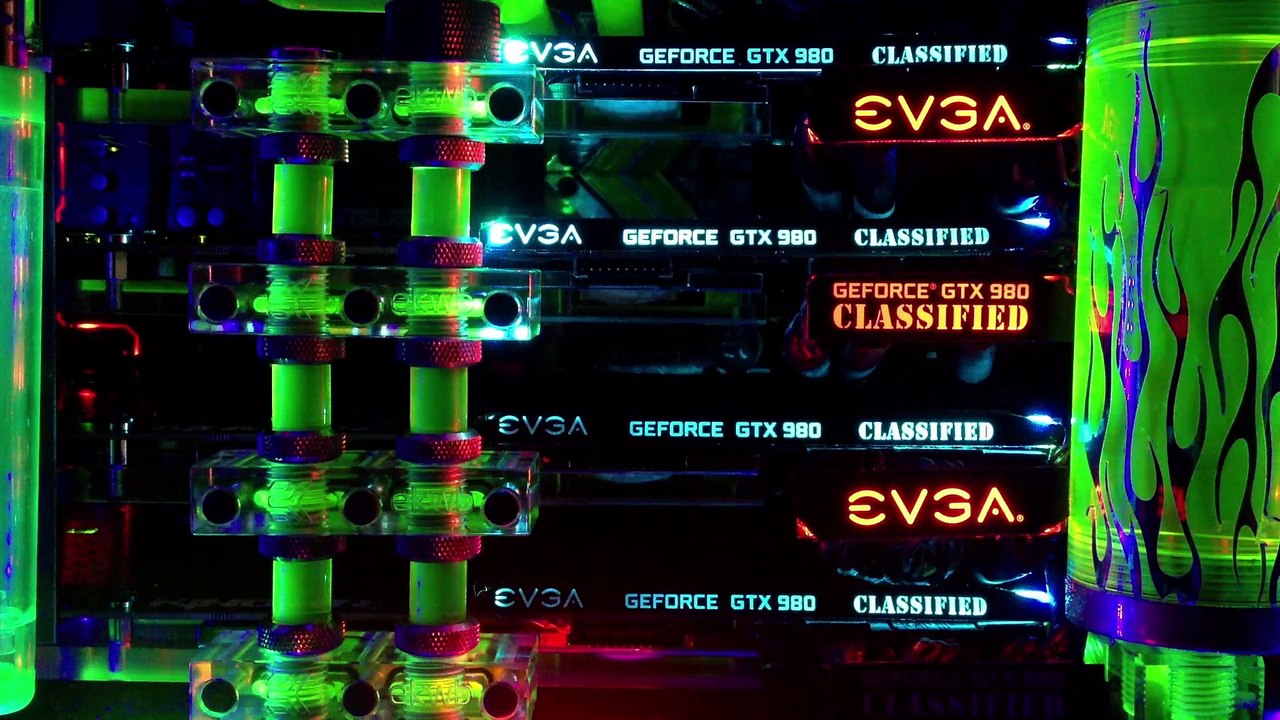 Slinky PC 4Way SLI ~ EVGA GTX 980 K|NGP|N Hydro Led Display