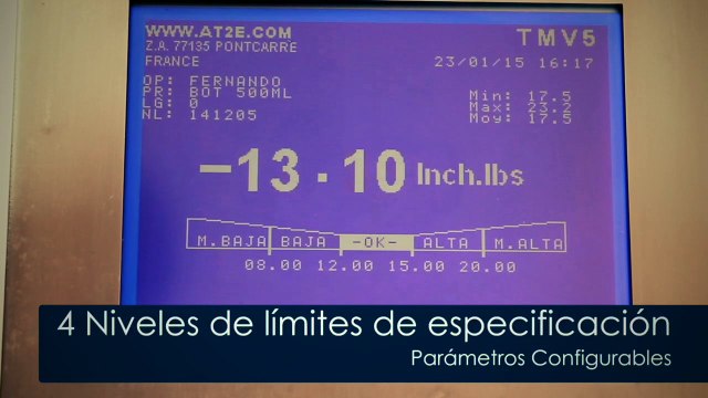 Torquimetro para tapas de botellas y tapones de envases. boustens.com/torquimetro-tmv5/