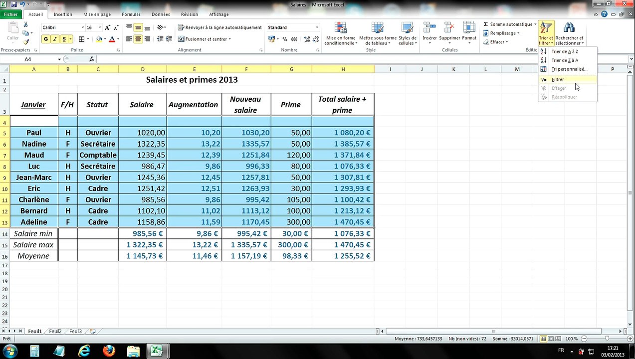 Tuto - Excel 2010 - Les filtres de données