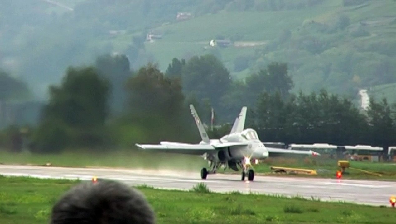 FA-18 Hornet Sonic Boom at Sion Airshow Breitling 2011