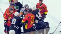 Ice Hockey.   Referee fights player HD