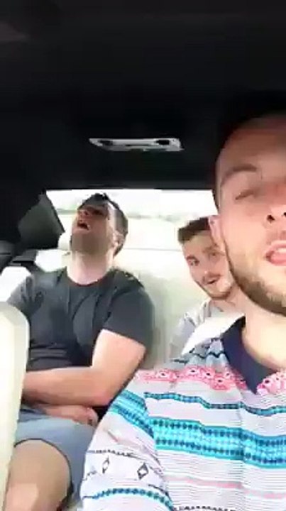 mens screaming in car selfie