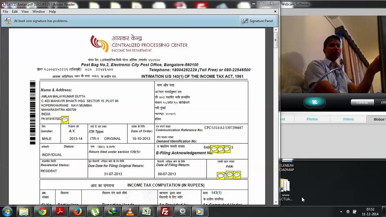 1061( Tax)  Oh my god , i got a intimation us 143(1)  from the tax department. What does it imply