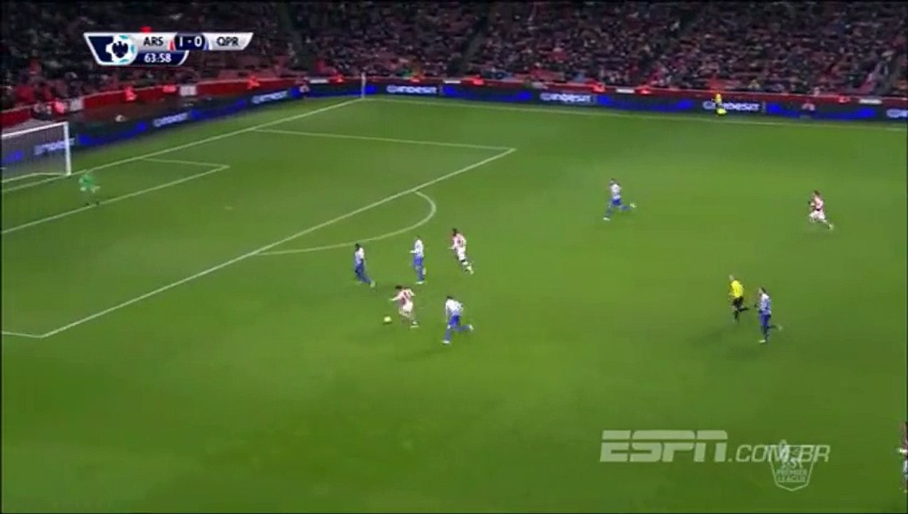 Tomas Rosicky goal - Arsenal vs Queen Park Rangers (26.12.2014) Premier League