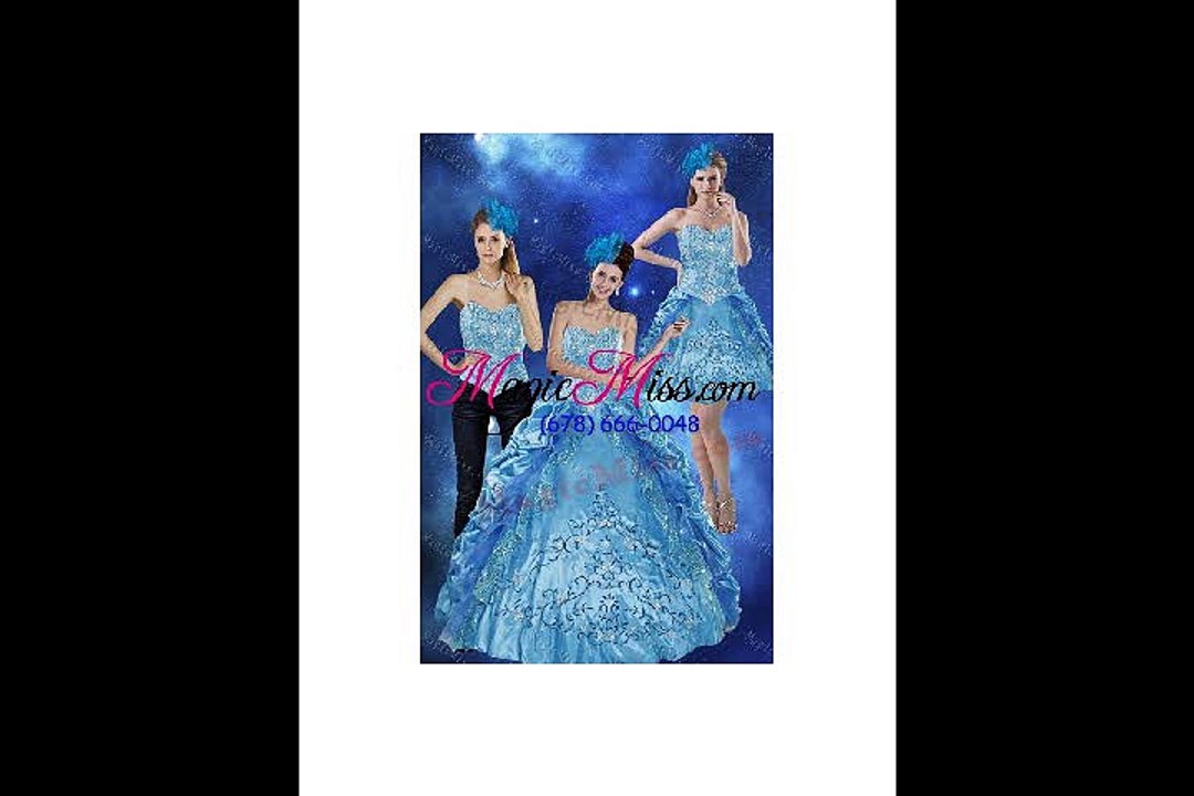 2015 Detachable Teal Quinceanera Gown with Embroidery and Pick Ups