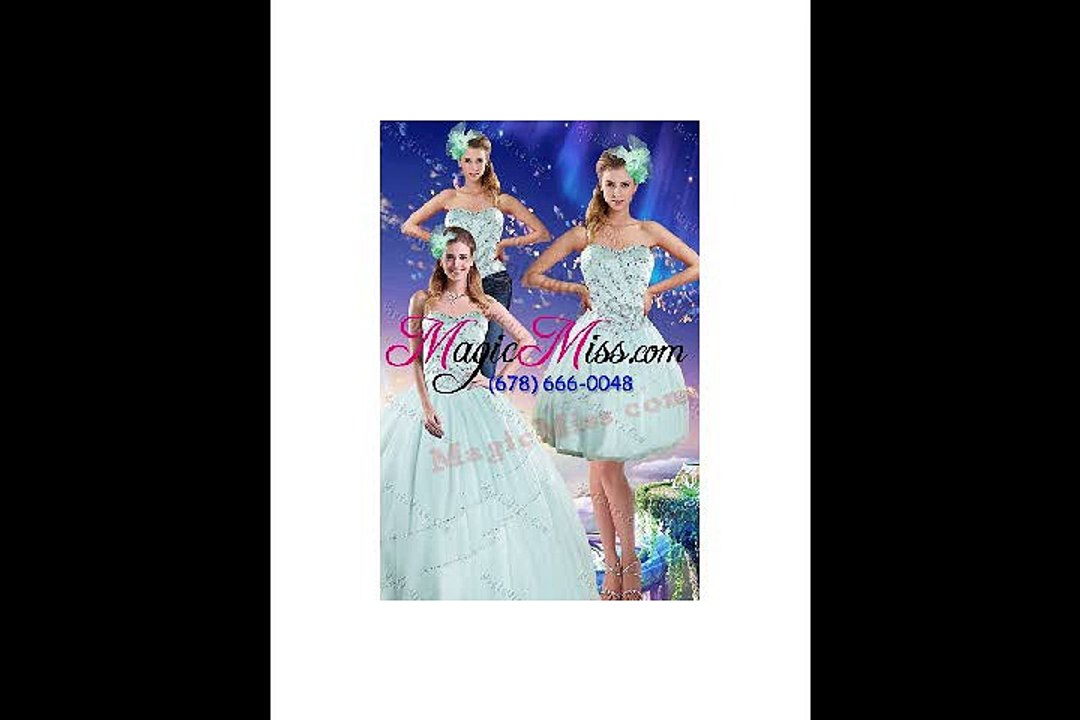 Detachable Apple Green Strapless 2015 Quinceanera Dresses with Beading