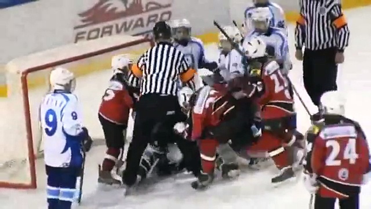 Ice Hockey Russian Kids Fighting