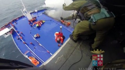 Navy perform challenging airlift from stricken Italian ferry