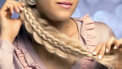 Cute and easy back to school hairstyles for long hair: stacked side swept braids tutorial