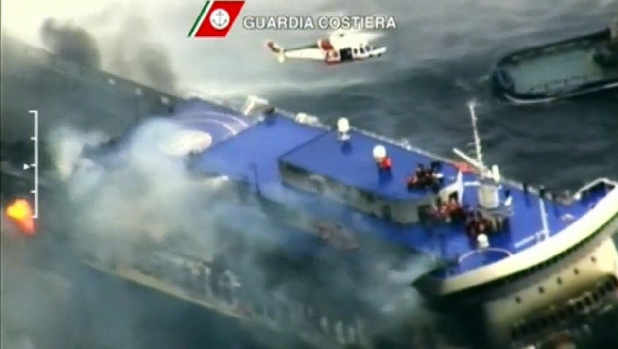 rescued Passengers  from burning Greek ferry