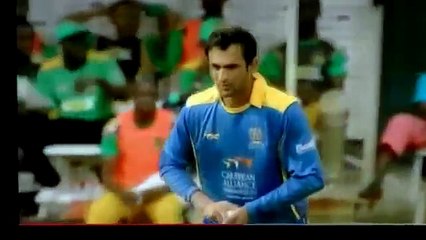 Ahmed Shehzad, dot,2,4,4,4,dot, drop catch,4,6 for Jamaica vs Barbados