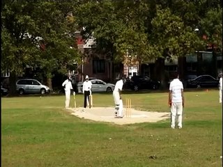 Azharrudin hits his first ball out of the ground for 6 runs