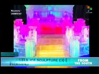 Mammoth Beijing ice sculptures on display