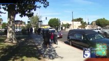 Funeral-crashing car thief steals hearse with casket and body in South Los Angeles.