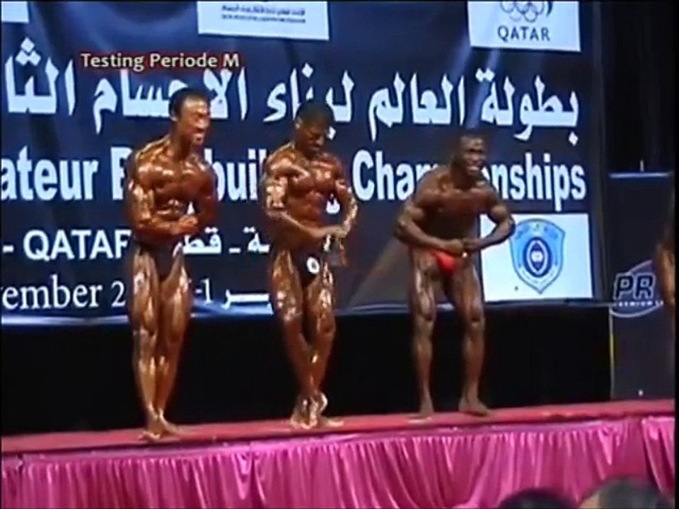 Bodybuilder falling on Stage