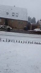 First snow falling in germany
