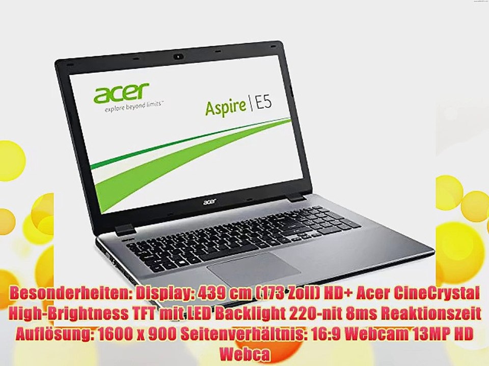 Acer Aspire E5-731-P26N 43.94 cm (17.3 Zoll) Notebook (Intel pentium 3556U 17GHz 4GB RAM 500GB