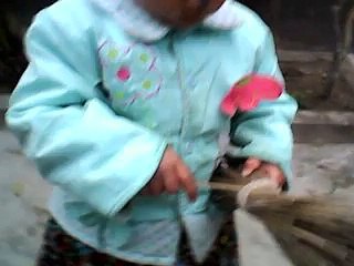 Little baby doing a work