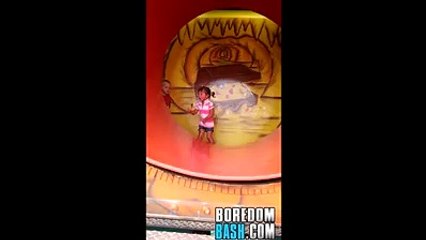 little cute girl finds a new way to enjoy the ride