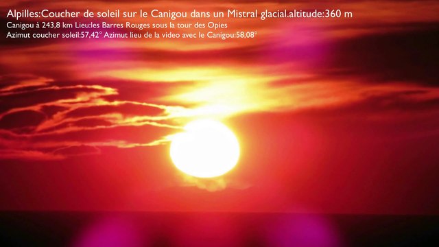 Coucher de Soleil sur le Canigou depuis les Alpilles 29 12 2014