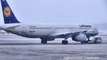 Takeoff in the Snow. Munich Airport. Lufthansa LH 2474. Airbus A320-200 to London Heathrow