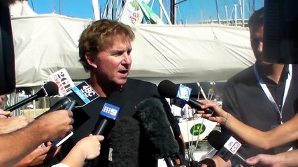 Skippers of Comanche Ken Read. Perpetual LOYAL Anthony Belll and Ichi Ban  Matt Allen tal before the RSHYR