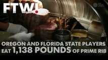 Oregon and Florida State players eat 1,138 pounds of prime rib