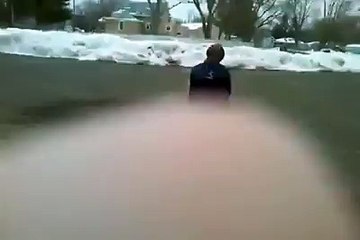 Black guy Frozen Puddle Jump FAIL