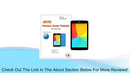 Download Video: LG G Pad 7.0 Screen Protector - JOTO Ultra HD Crystal Clear (Invisible) version Screen Protector Film Guard for LG G Pad 7 inch (V400), with Lifetime Replacement Warranty (3 Pack) Review