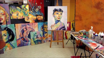 Audrey Hepburn, peinture acrylique Olivier Boutin