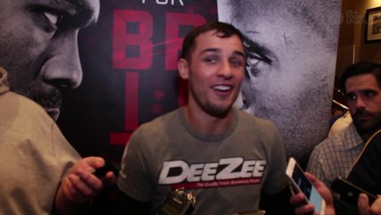 Myles Jury talks to reporters at UFC 182 open workouts