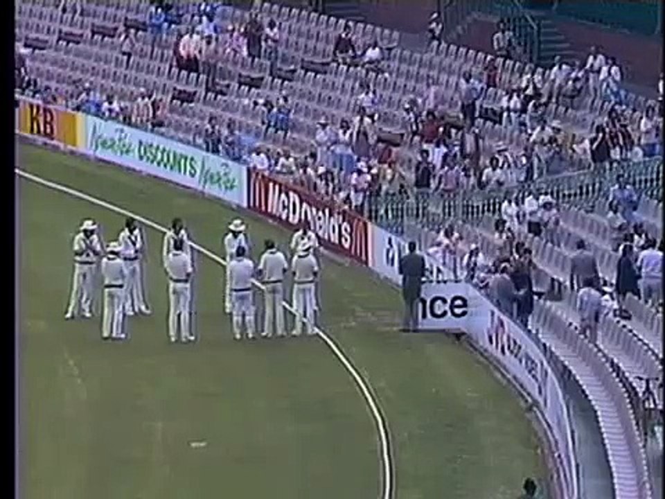 Denis Lillee and Greg Chappel, walks onto the field for the last time in Test cricket