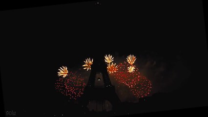 New Year 2015 fireworks Eiffel Tower in Paris