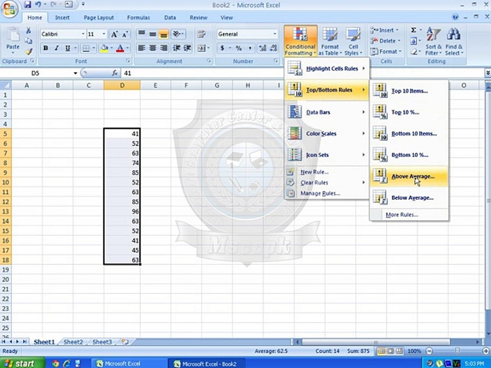 Ms Excel 2007 Tutorial in Urdu Part (2) 25-12-14
