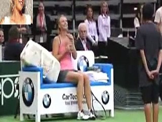Maria Sharapova Climbing the Tennis Net