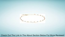 Duragold 14k Tri-Color Beads on Yellow Gold Chain Anklet, 10