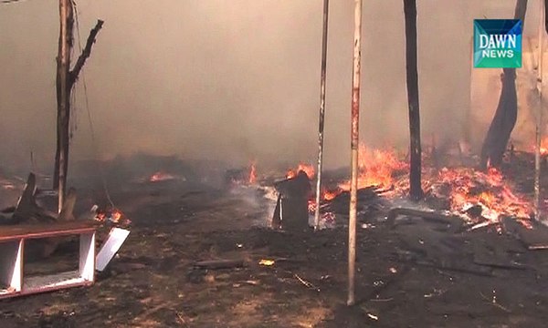 Fire breaks out in furniture market in Karachi