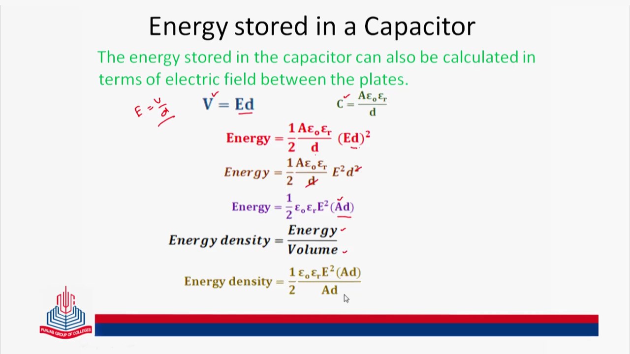 Energy stored in a capacitor