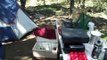 Harbor Freight / Thunderbolt solar photovoltaic charging rig on a camping trip.