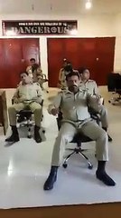 Funny Soldiers driving a bus while sitting on their chairs