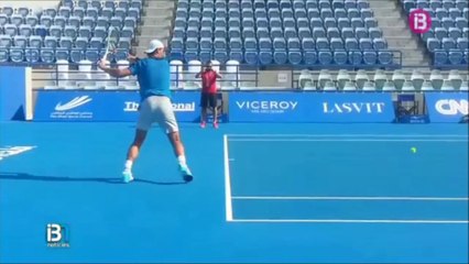 Rafael Nadal at MWTC in Abu Dhabi. Jan. 1, 2015.(Report IB3)