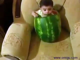Cute Baby Eating Watermelon