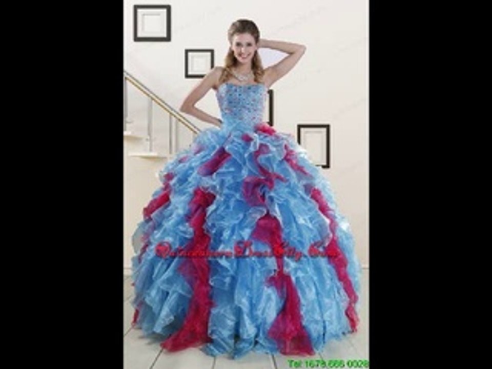 elegant red ruffles and beading dresses for quinceanera