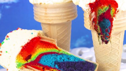 Rainbow Ice Cream Cone Cupcakes! How to Bake a RAINBOW Cupcake IN AN ICE CREAM CONE!